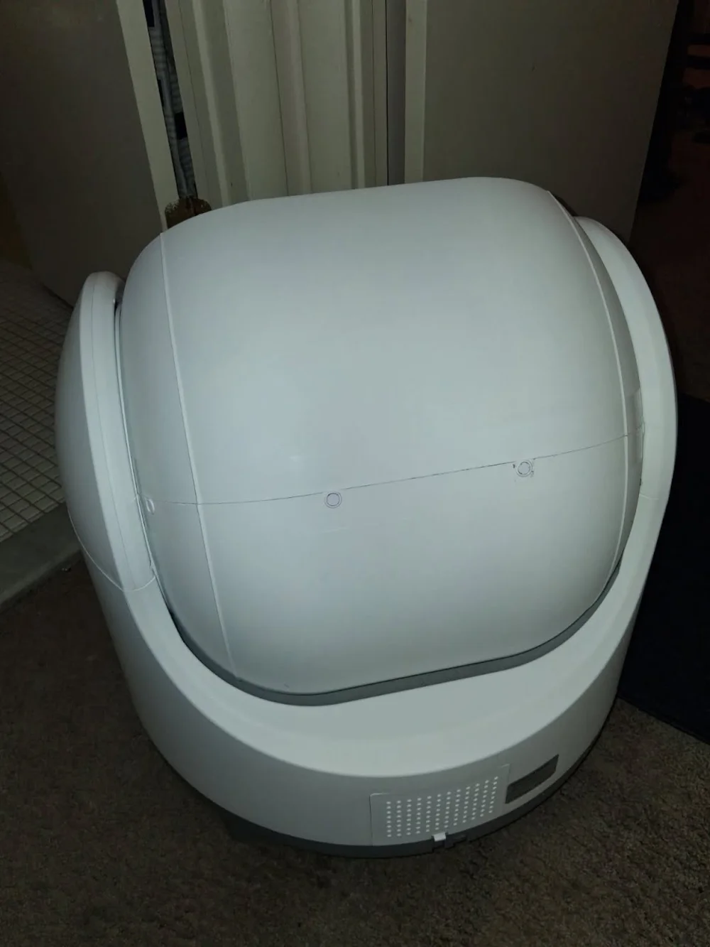 Automatic Cat Litter Box - White with Orange Interior